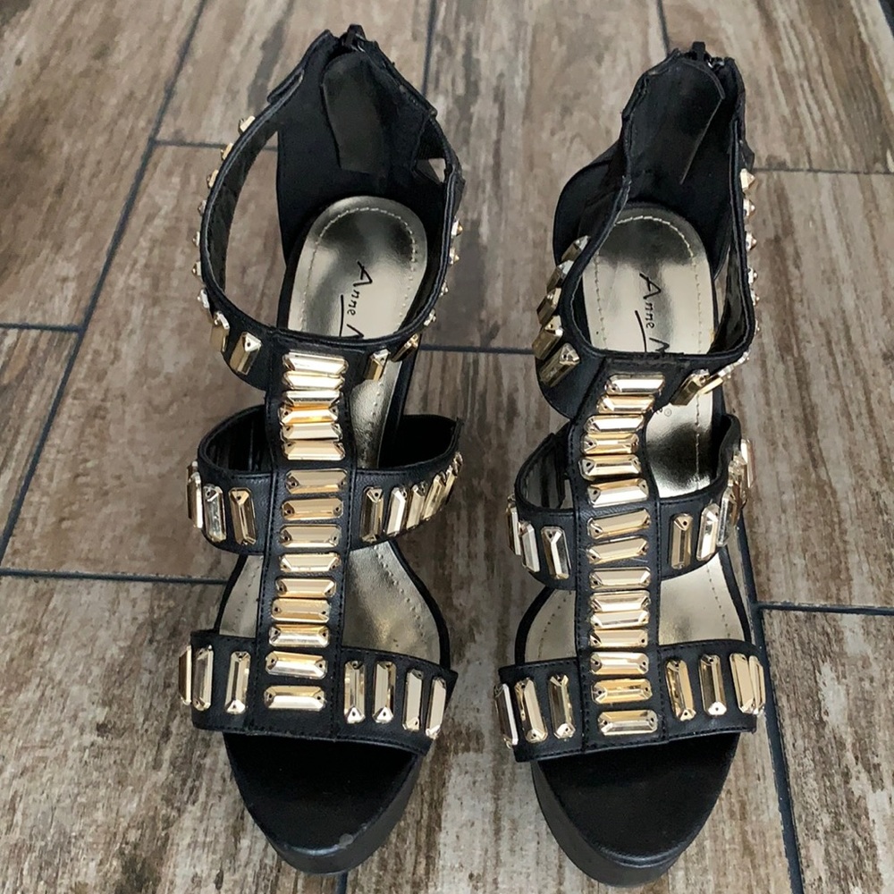 Black and Gold studded heels